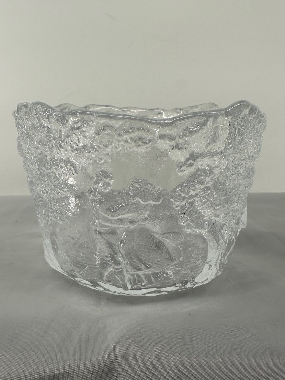 LINNÉA SMALAND, RELIEF BOWL, GLASS, DANCING COUPLE, FOR KOSTA BODA